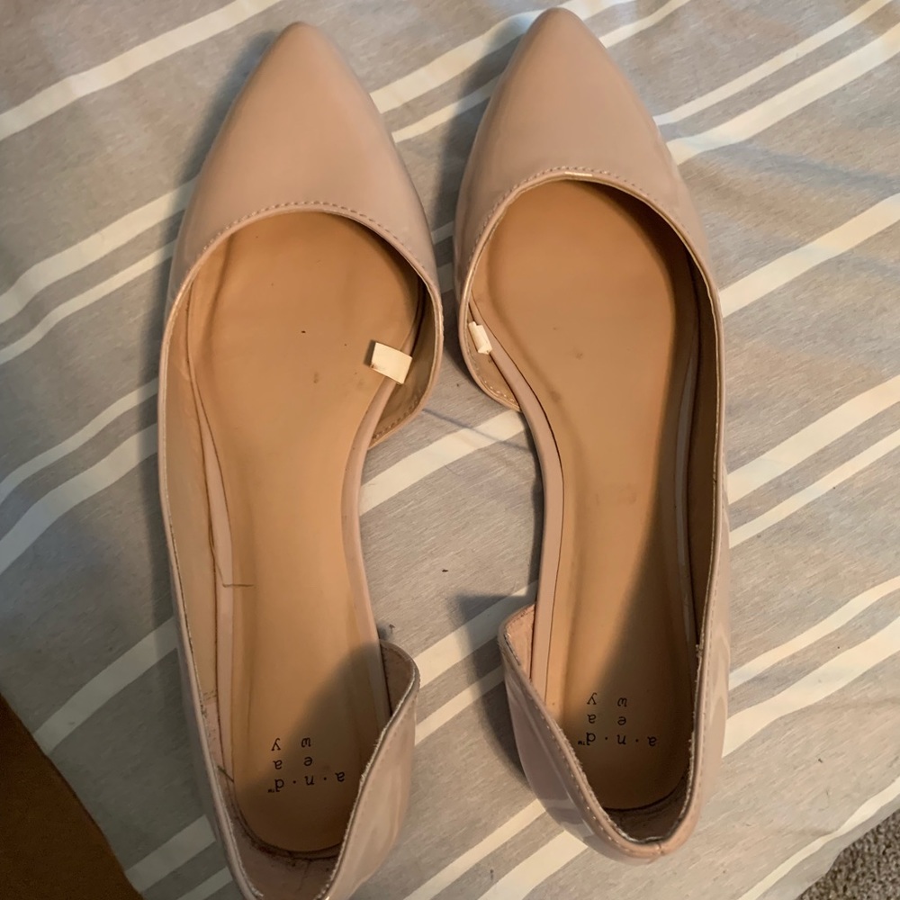 Nude pointed toe flats! A new day. Hardly worn!